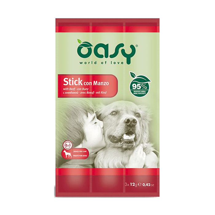 Уцінка! Ласощі для собак Oasy Stick з яловичиною, 3*12 г